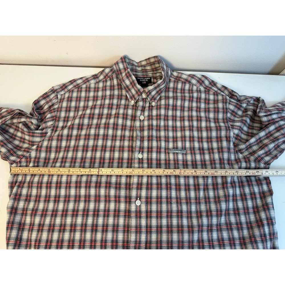 Ralph Lauren Jeans Co Plaid Button Up Shirt Men's L Cotton Long Sleeve Classic - Picture 7 of 9
